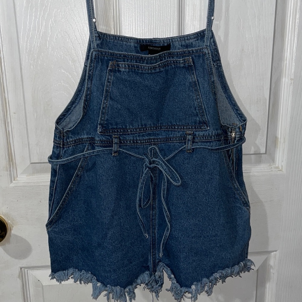F21 Overalls Denim Shorts